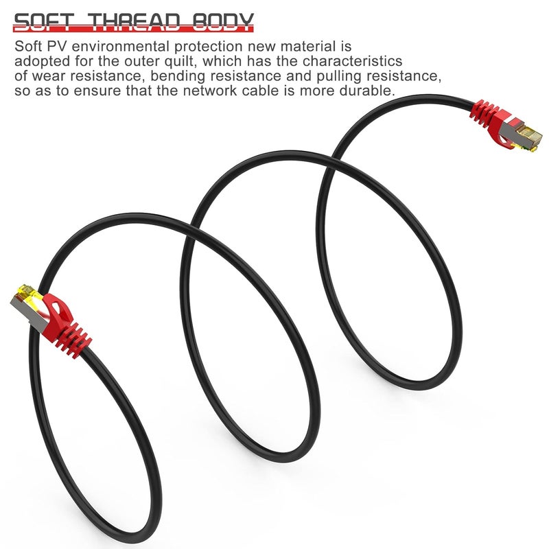 Boahcken Cat 8 Ethernet Cable 3 ft,1.5ft 6ft 10ft 20ft 25ft 30ft 75ft 100ft 150ft 200ft Heavy Duty High Speed Network Internet Cable,26AWG 40Gbps 2000Mhz,S/FTP Indoor&Outdoor Shielded LAN Cable - Image 4